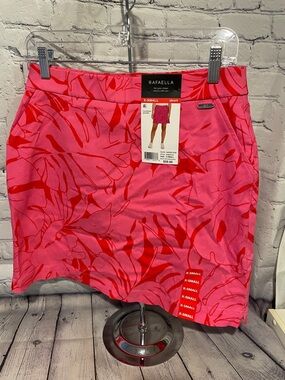 Rafaella Pink and Red Abstract Print Golf Skort NWT XS